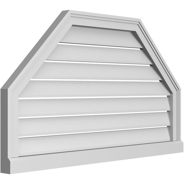 Octagonal Top Surface Mount PVC Gable Vent W/ 2W X 2P Brickmould Sill Frame, 38W X 22H